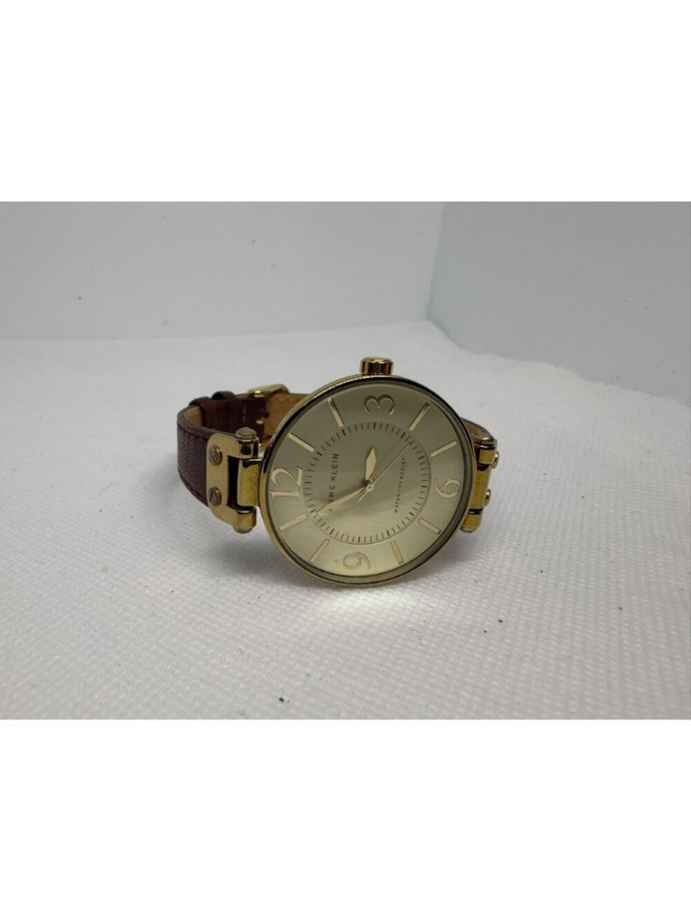 Anne Klein Ladies Gold-Tone Round Watch Cream Dial Roman Numeral Leather 10-9168 - Picture 9 of 11
